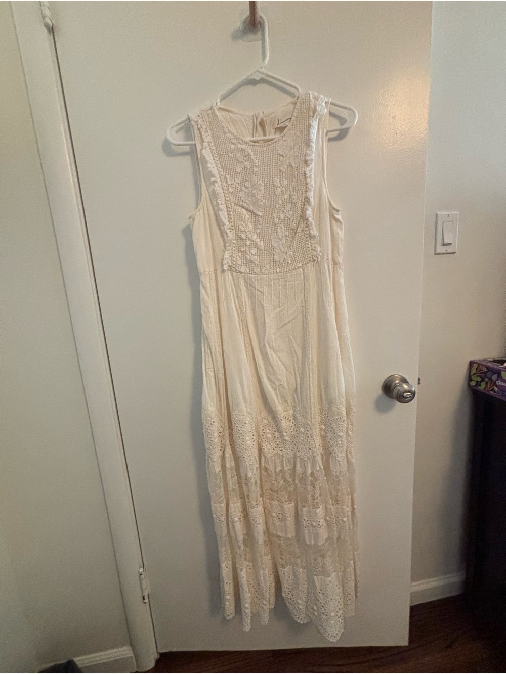 Anthropologie Sleeveless Cream Lace Maxi Dress - Elegant Boho Style
